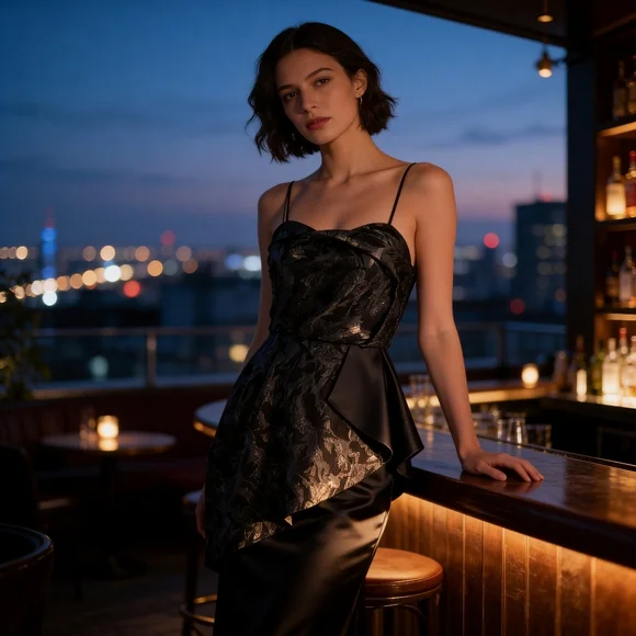 BCBG Generation Black Jacquard Cocktail Dress Size 4 - Picture 2 of 10